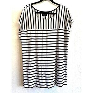 Simply Styled Short Sleeve Striped Summer T-Shirt Women's Size XL White/Black